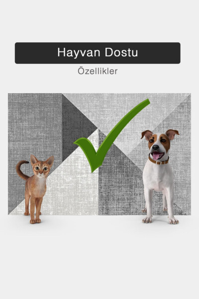 Machine Washable Rug with Geometric Pattern and Non-Slip Backing - 4