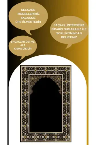 Machine Washable Stain Resistant Prayer Rug Non-Slip Base Fringeless SEC113-black - FOREVER ALDORA (1)