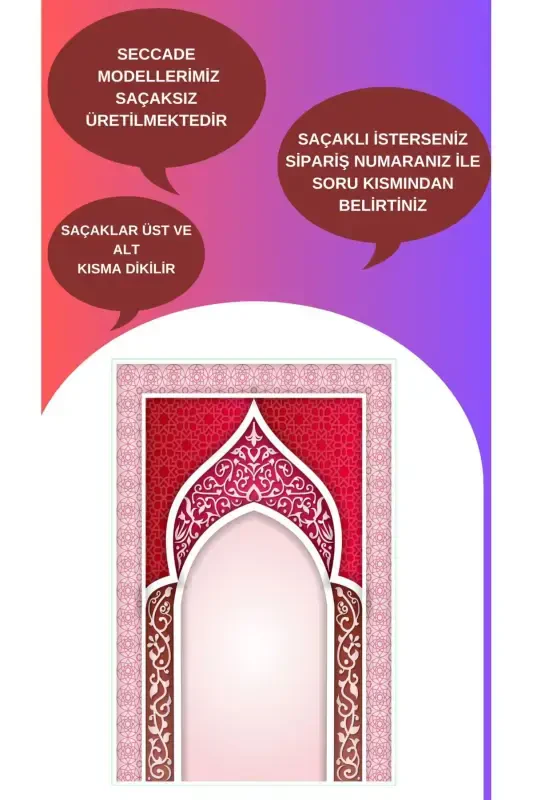 Machine Washable Stain Resistant Prayer Rug Non-Slip Base Tassel-Free Sec113-PINK - 2