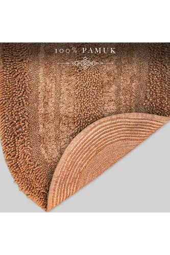 Macoroni Oval Kahve 2'li Banyo Paspası Seti %100 Pamuklu Banyo Halısı Klozet Takımı-Kahve - DOKUMACIOĞLU (1)