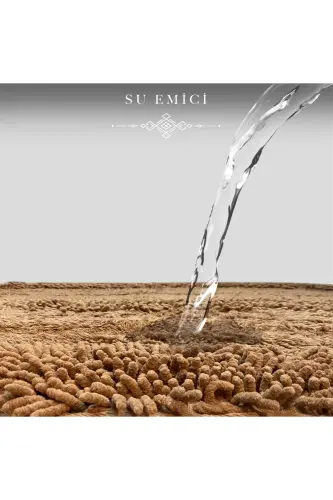 Macoroni Oval Kahve 2'li Banyo Paspası Seti %100 Pamuklu Banyo Halısı Klozet Takımı-Kahve - 4