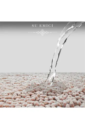 Macoroni Oval Powder 2-Piece Bath Mat Set Natural Cotton Bath Rug Toilet Seat Cover-Powder - 4