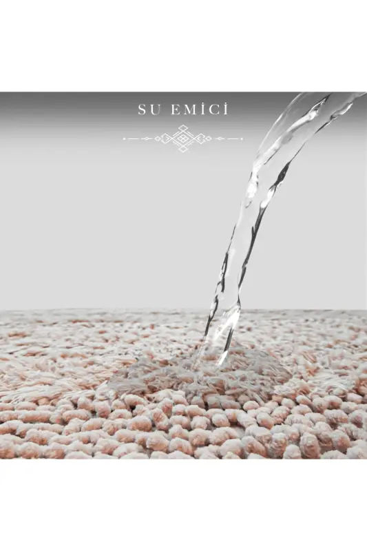 Macoroni Oval Powder 2-Piece Bath Mat Set Natural Cotton Bath Rug Toilet Seat Cover-Powder - 4