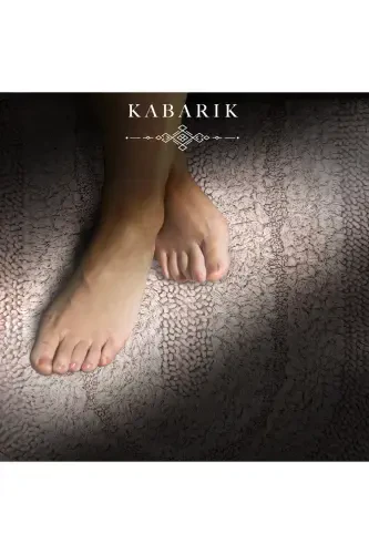 Macoroni Oval Pudra 2'li Banyo Paspası Seti Doğal Pamuklu Banyo Halısı Klozet Takımı-Pudra - 3