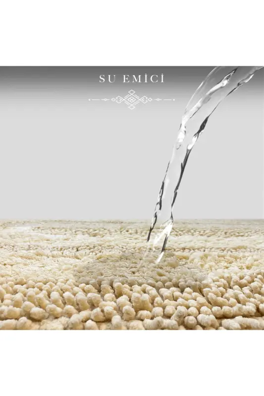 Macoroni Oval Vizon 2'li Banyo Paspası Seti %100 Pamuklu Banyo Halısı Klozet Takımı-Vizon - 4