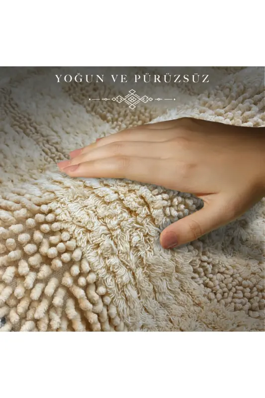 Macoroni Oval Vizon 2'li Banyo Paspası Seti %100 Pamuklu Banyo Halısı Klozet Takımı-Vizon - 5