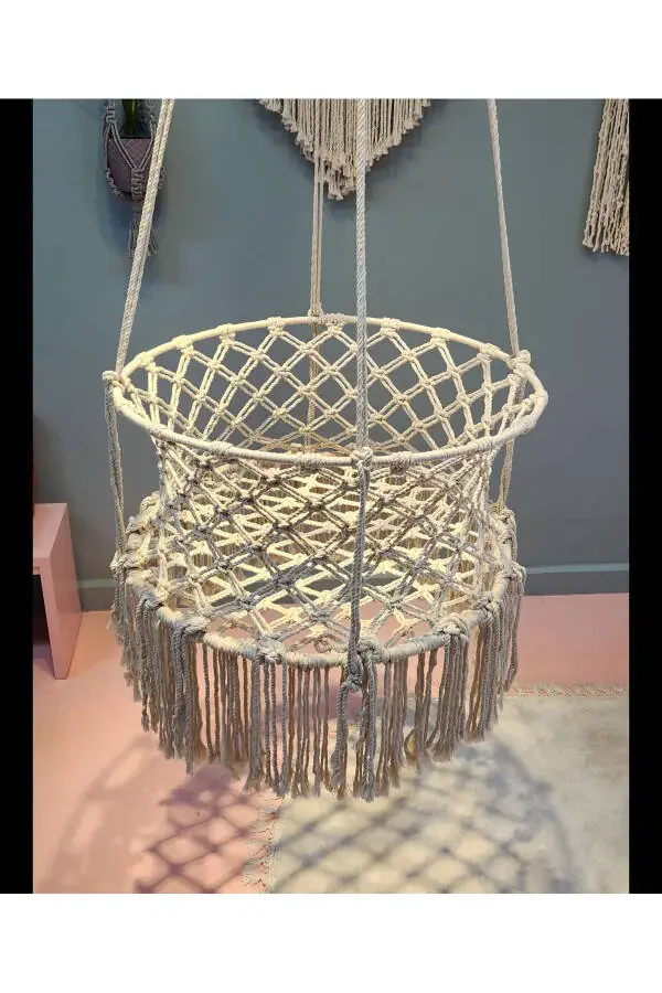 Macrame Crib, 80cm diameter Baby Cradle - 3