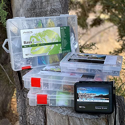 MadBite Freshwater Terminal Tackle Kits, 181 pcs, Fishing Hooks, Fishing Accessory Gear, Fishing Tackle, Fishing Weights & Sinkers, Jig Hooks, Floats and Bobbers - 12