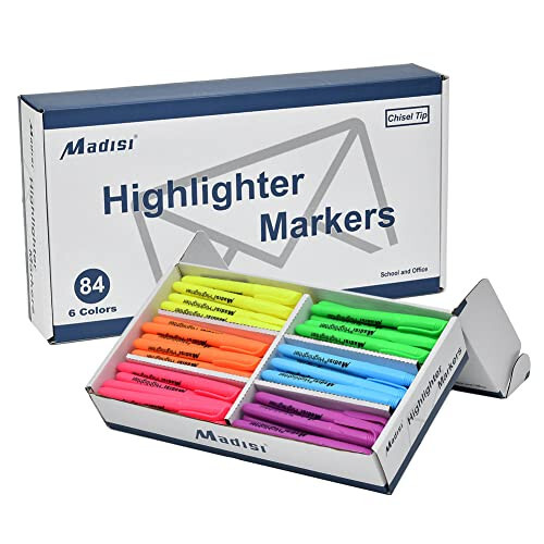 Madisi Highlighters, Chisel Tip, Assorted Colors, Bulk Pack, 84-Count - 1