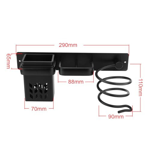 Madlife Garage Hair Tool Organizer Wall Mount, Dryer and Straightener Holder, Bathroom Hair Styling Care Tool Organizer, Multi-Functional Space Storage Bracket with Plug Hook (Black) - 7