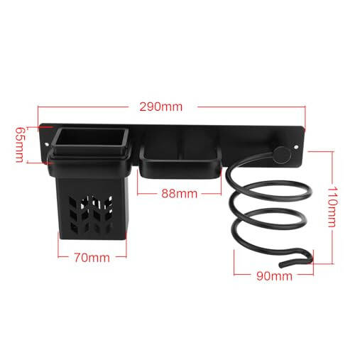 Madlife Garage Hair Tool Organizer Wall Mount, Dryer and Straightener Holder, Bathroom Hair Styling Care Tool Organizer, Multi-Functional Space Storage Bracket with Plug Hook (Black) - 7