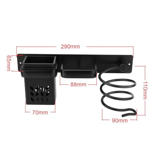 Madlife Garage Hair Tool Organizer Wall Mount, Dryer and Straightener Holder, Bathroom Hair Styling Care Tool Organizer, Multi-Functional Space Storage Bracket with Plug Hook (Black) - 7
