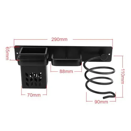 Madlife Garage Hair Tool Organizer Wall Mount, Dryer and Straightener Holder, Bathroom Hair Styling Care Tool Organizer, Multi-Functional Space Storage Bracket with Plug Hook (Black) - 7