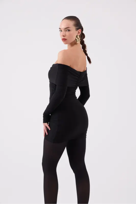 Madonna Collar Lined Mini Dreamer Dress Black - 10