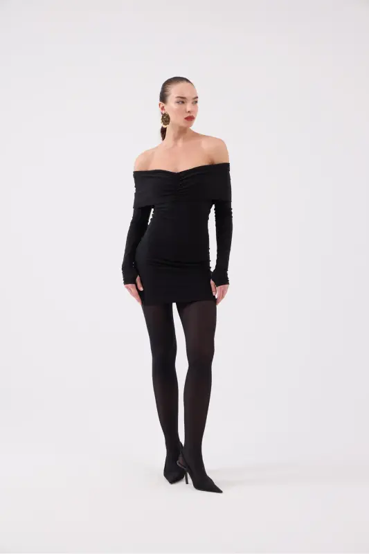 Madonna Collar Lined Mini Dreamer Dress Black - 2