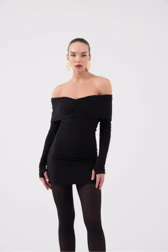 Madonna Collar Lined Mini Dreamer Dress Black - 3