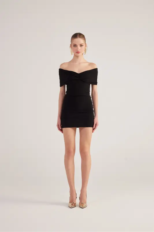 Madonna Collar Mini Muse Dress Black - 4