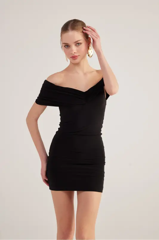 Madonna Collar Mini Muse Dress Black - 5