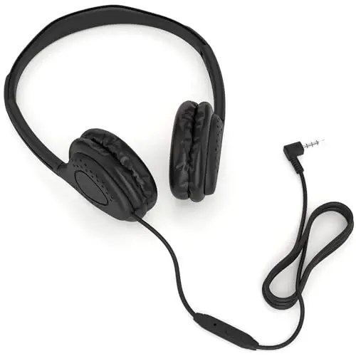 Maeline 20 Pack Mikrofonli Qora Ommaviy Eshitish Vositalari, Quloq Ustidagi Stereo Eshitish Vositalari Sozlanishi Bant va Bolalar Sinf Xonasi Onlayn Ta'lim, Kutubxona, Maktab, Sayohat uchun Faux Charm Yostiqlar - 3,5 mm Ulagich - MAELINE (1)