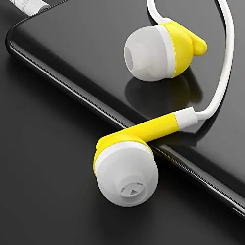 Maeline Bulk Earbuds with 3.5 mm Headphone Plug - 50 Pack - Yellow - 5