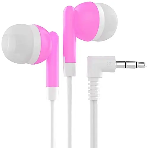 Maeline Bulk Earbuds with 3.5 mm Headphone Plug - 1000 Pack - Pink 