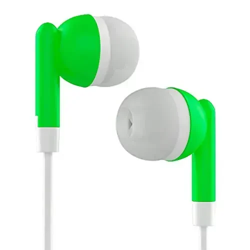 Maeline Bulk Earbuds with 3.5 mm Headphone Plug - 20 Pack - Green - 3