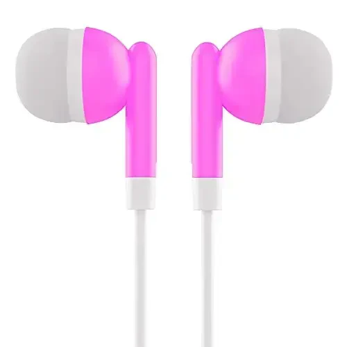 Maeline Bulk Earbuds with 3.5 mm Headphone Plug - 50 Pack - Pink - 3