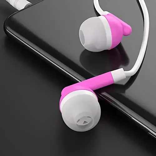 Maeline Bulk Earbuds with 3.5 mm Headphone Plug - 50 Pack - Pink - 4
