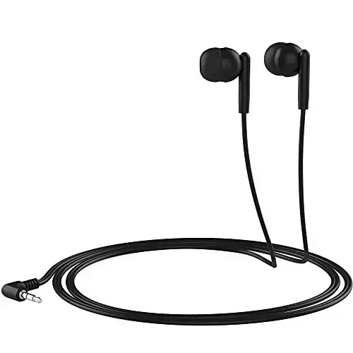 Maeline Bulk Earbuds with 3.5 mm Headphone Plug - 200 Pack Wholesale Bundle - Jet Black - 9