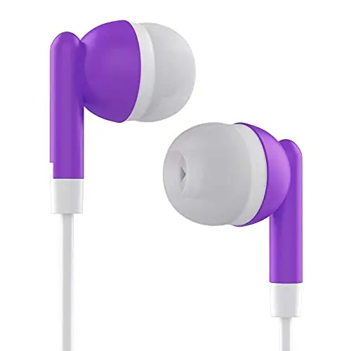 Maeline Bulk Earbuds with 3.5 mm Headphone Plug - 400 Pack - Purple - 3