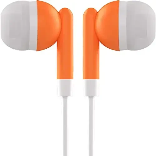 Maeline Bulk Earbuds with 3.5 mm Headphone Plug - 100 Pack - Orange - 2
