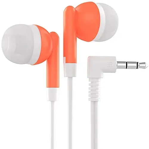 Maeline Bulk Earbuds with 3.5 mm Headphone Plug - 100 Pack - Orange - 1