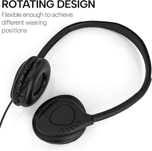 Maeline Bulk 10 Pack Kids Headphones for School with Microphones, Flexible Adjustable Headband, Comfy Faux Leather Cushions, On-Ear Stereo Headset 3.5mm Wired - Black - 4