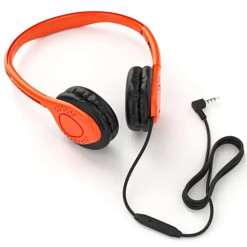 Maeline Bulk Classroom Student Mikrofonli naushniklar, bolalar uchun onlayn o'qish, kutubxona, maktab, samolyot, sayohat uchun mik va sun'iy charm yostiqli quloq usti stereo naushniklar - 3,5 mm ulagich - 200 dona - 2