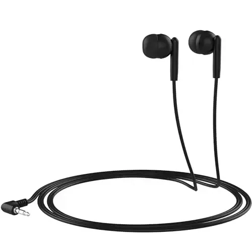 Maeline Bulk Earbuds 3.5 mm Headphone Plug bilan - 10 Pack Wholesale Bundle - Jet Black - 3