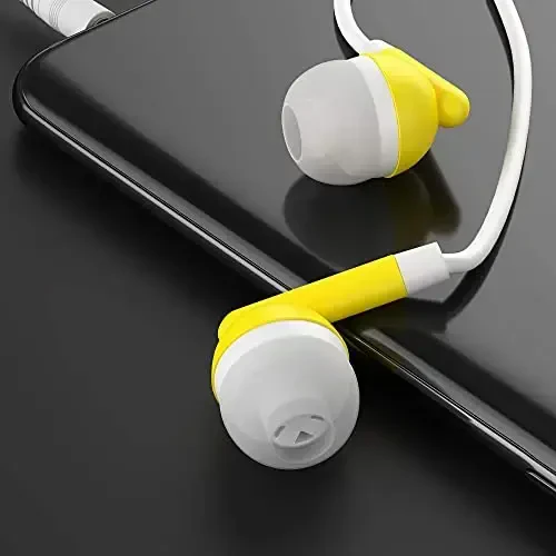 Maeline Bulk Earbuds 3.5 mm Headphone Plug bilan - 400 Pack - Yellow - 5