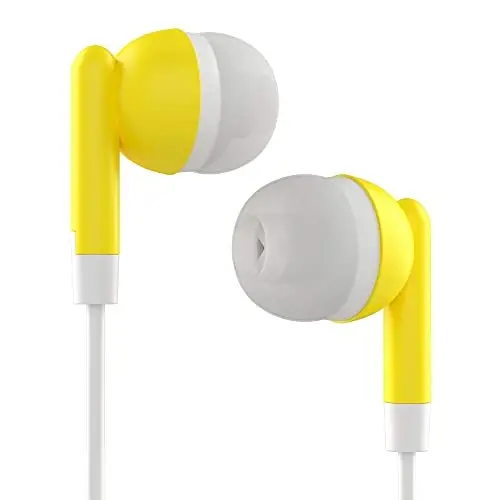 Maeline Bulk Earbuds 3.5 mm Headphone Plug bilan - 400 Pack - Yellow - 3