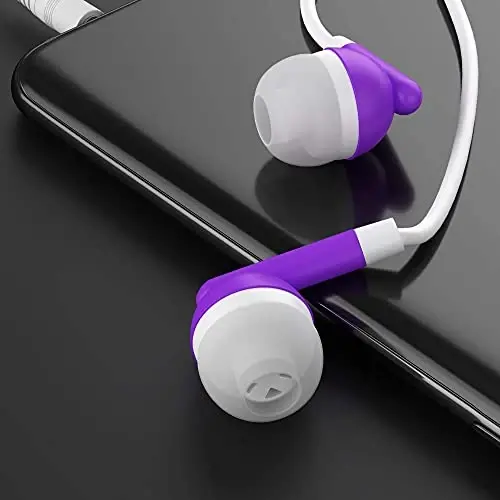 Maeline Bulk Earbuds 3.5 mm Headphone Ulagichi bilan - 400 dona - Binafsha - 5