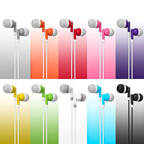 Maeline Bulk Earbuds with 3.5 mm Headphone Plug - 10 Pack Wholesale Bundle - Multi Color - 2