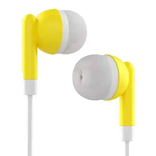 Maeline Bulk Earbuds with 3.5 mm Headphone Plug - 10 Pack - Yellow - 3