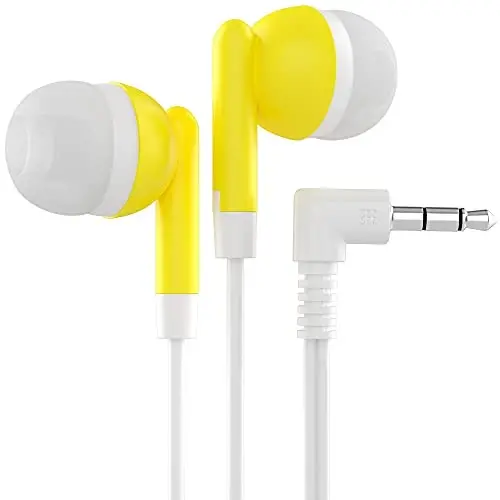 Maeline Bulk Earbuds with 3.5 mm Headphone Plug - 10 Pack - Yellow - MAELINE