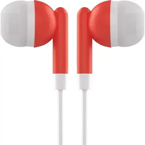 Maeline Bulk Earbuds with 3.5 mm Headphone Plug - 100 Pack - Red - 3