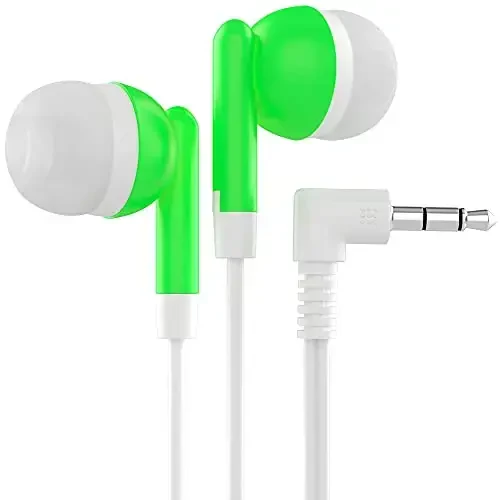 Maeline Bulk Earbuds with 3.5 mm Headphone Plug - 20 Pack - Green 