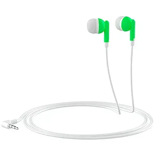 Maeline Bulk Earbuds with 3.5 mm Headphone Plug - 20 Pack - Green - 4