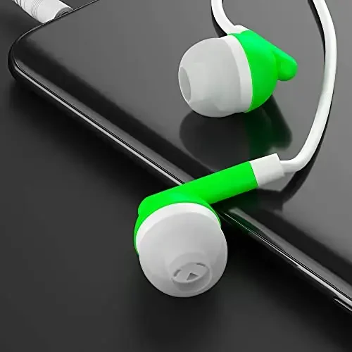 Maeline Bulk Earbuds with 3.5 mm Headphone Plug - 20 Pack - Green - 5