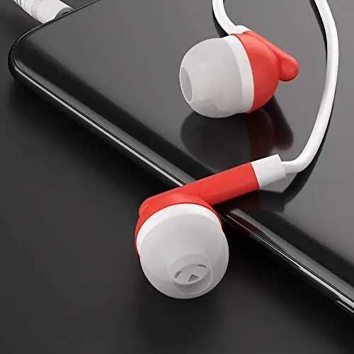 Maeline Bulk Earbuds with 3.5 mm Headphone Plug - 30 Pack - Red - 5