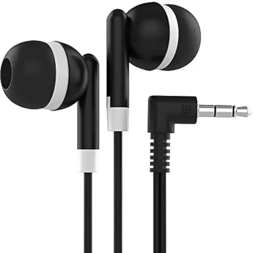 Maeline Bulk Earbuds with 3.5 mm Headphone Plug - 30 Pack Wholesale Bundle - Black 