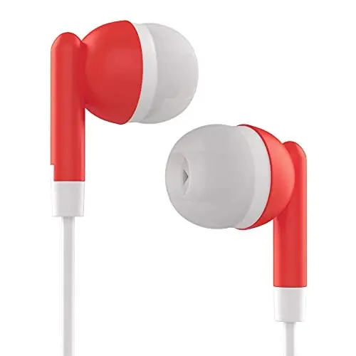 Maeline Bulk Earbuds with 3.5 mm Headphone Plug - 300 Pack - Red - 3