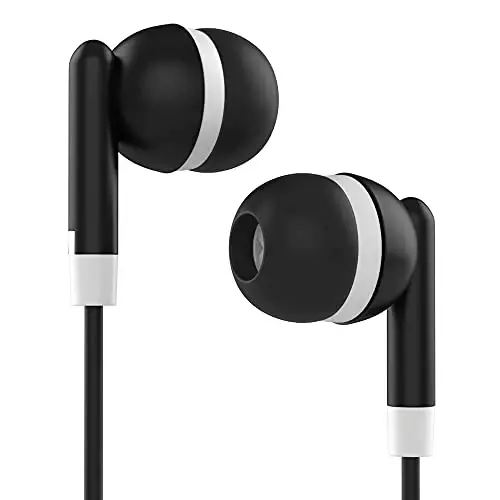 Maeline Bulk Earbuds with 3.5 mm Headphone Plug - 40 Pack Wholesale Bundle - Black - 3
