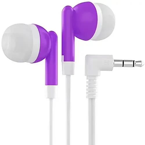 Maeline Bulk Earbuds with 3.5 mm Headphone Plug - 400 Pack - Purple - MAELINE
